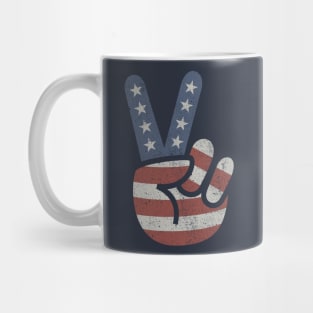 Peace Love Hand USA Flag Vintage Solid Mug